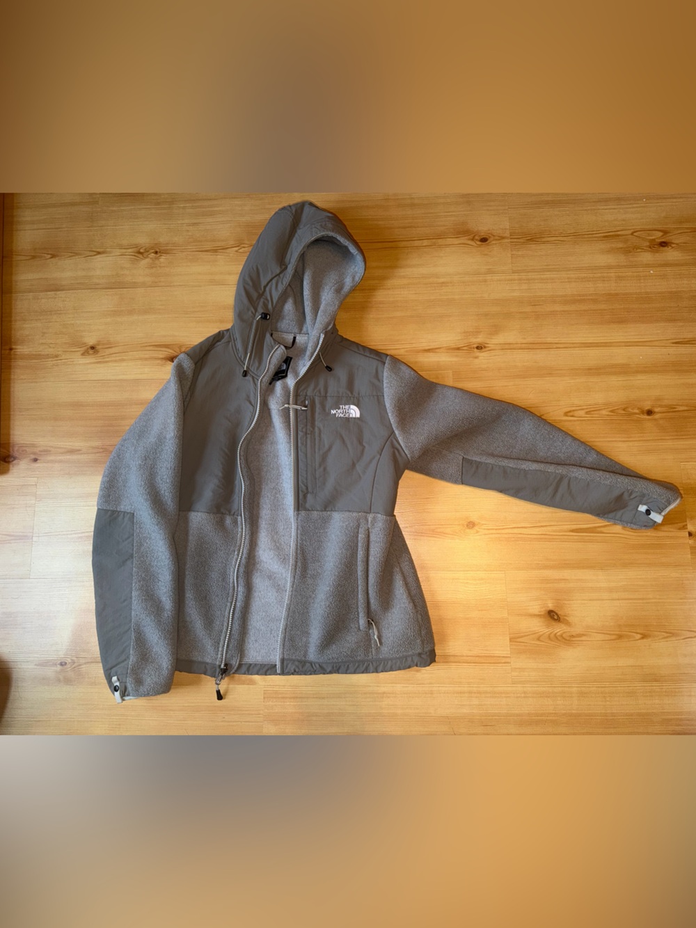The North Face Light Gray Hooded Fleece Jacket